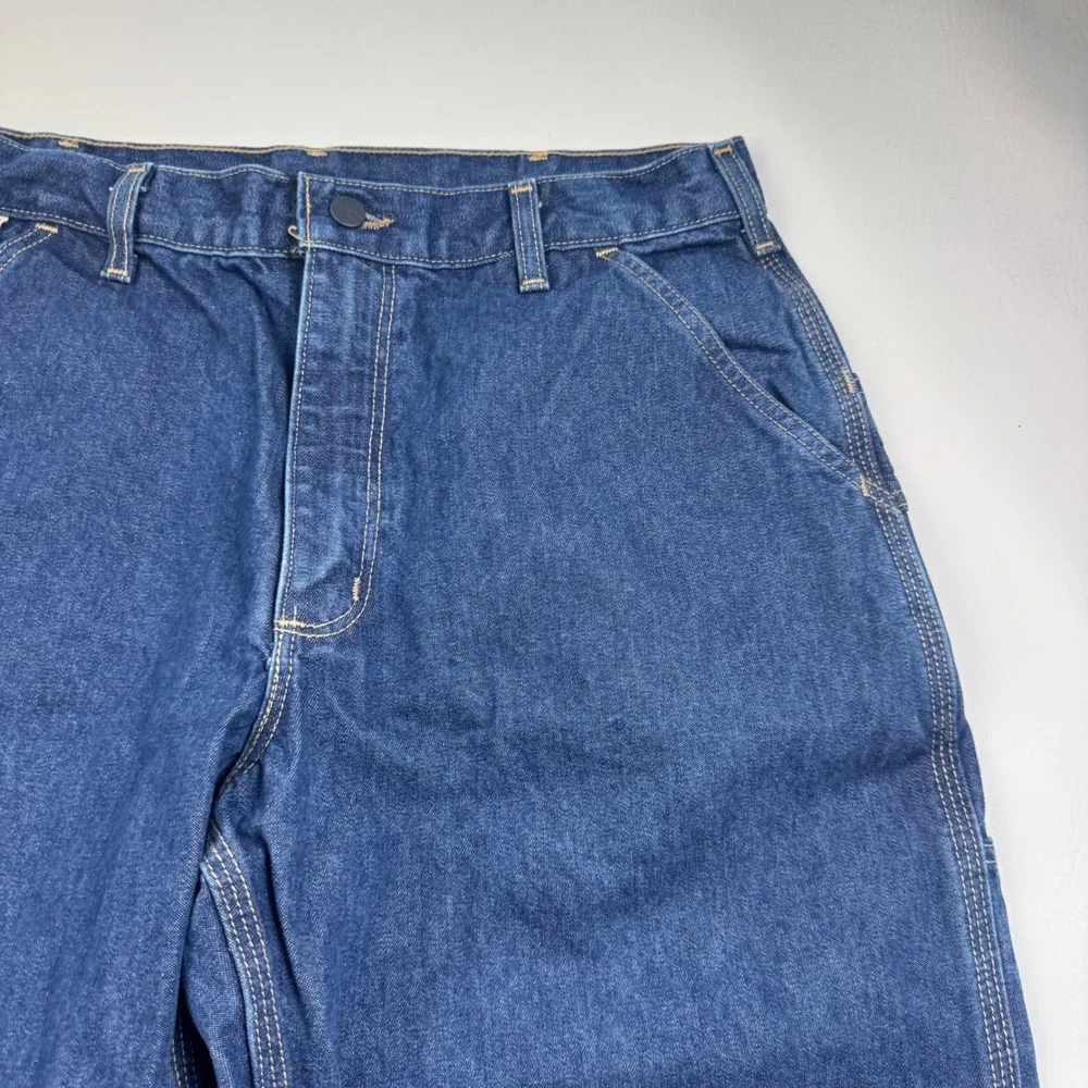 Carhartt FRB13-DNM Mens Flame Resistant Denim Carpenter Jeans Blue 34x30 CAT 2